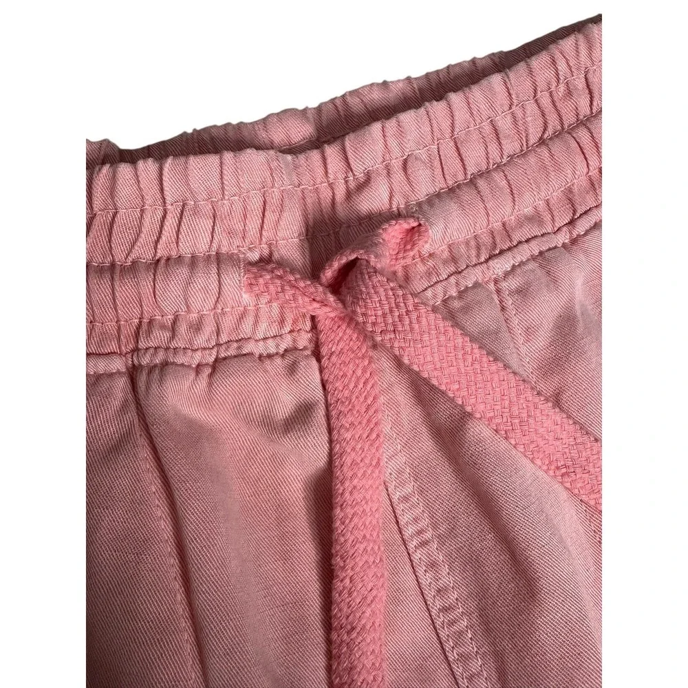 Zara‎ Linen Blend Joggers Womens Drawstring Size Small Pink Fringe